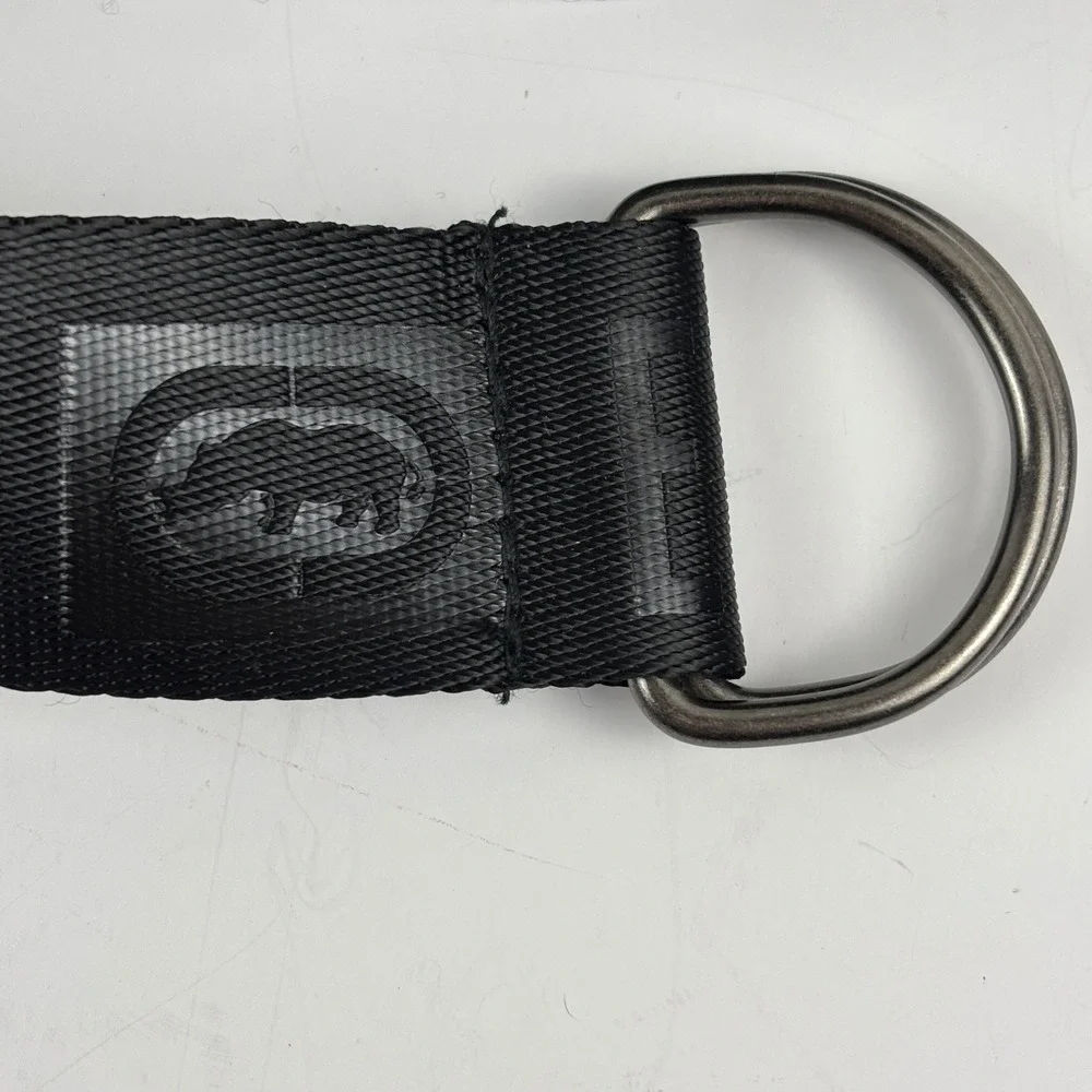 Ecko Unltd Web Belt Mens 52.5 Black Excellent D-Ring Logo Streetwear